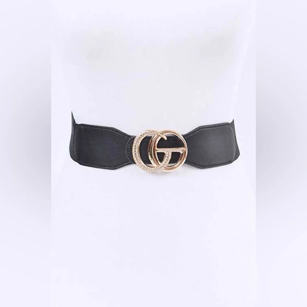 Plus Size Vegan Leather & Gold Buckle Statement Belt - Camel, Black, or Red